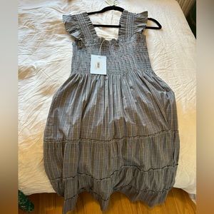 Hill House Ellie Grey Plaid Ellie Midi Dress NWT